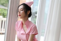 Nurse Roleplay Lingerie Set - Open-Back Pink Lace Uniform with Sexy Costume