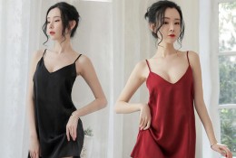 深V领丝质火辣吊带性感诱惑气质女睡裙